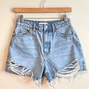 Topshop Frayed Cotton Shorts A Line Sz 4 Cotton